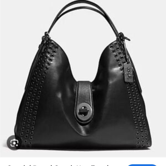 Coach Madison Grommets LARGE Carlyle shoulder hobo bag black SOFT LEATHER - Picture 1 of 16